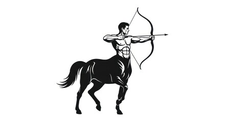 Centaur Archer Aiming Arrow Black