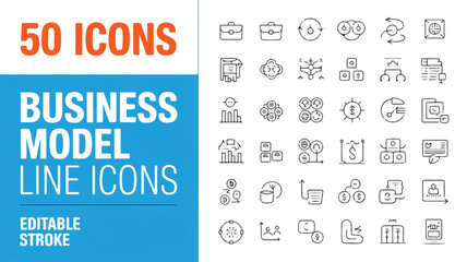 Business Model Line Icons A Versatile Collection for Presentations and Digital Designs
