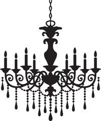 chandelier silhouette vector with crystals beads and candles