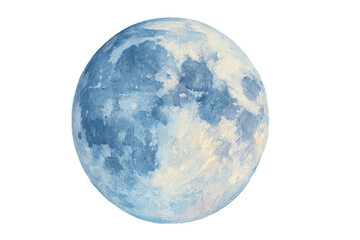 Obraz premium Png watercolor illustration of moon with soft blue and white tones isolated on transparent background. concept of celestial design, lunar art, night sky decoration.