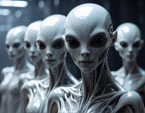 Alien beings creating an army of cyborg clones