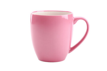 Pink ceramic mug isolated on transparent background, perfect for coffee
