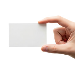 Obraz premium PNG of A close-up view of a hand holding a blank white card, ideal for customizable designs.