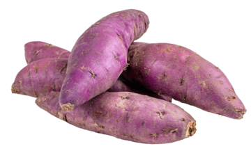 Pile of purple sweet potatoes isolated on transparent background