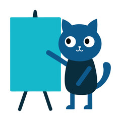 Cute Cat Working on Marketing Campaign Board in Solid Minimal Office