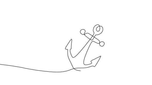 Minimalist Continuous Line Anchor Drawing Vector Illustration