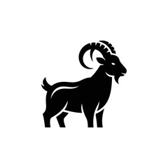 Obraz premium Black silhouette of an ibex facing right isolated on a transparent background