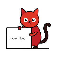 Cute Cat Writing on Large Whiteboard for Project Work in Modern Illustration