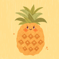 Bright pineapple on a textured background in a cheerful  style. Fun, tropical and lively illustration perfect for food themes, packaging and playful designs.