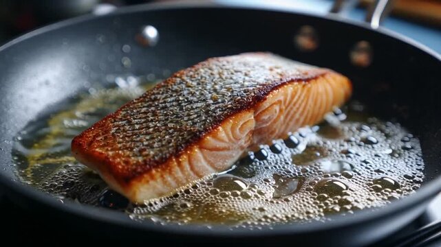 searing salmon fillet