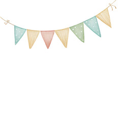 Watercolor safari adventure party bunting banner illustration for jungle themed nursery and kids celebration decor © ThemeRage
