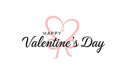 Happy Valentine's Day text with pink ribbon heart love