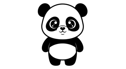 Fototapeta premium Adorable hand drawn cartoon panda standing upright