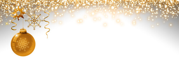 Merry Christmas background with golden decoration.