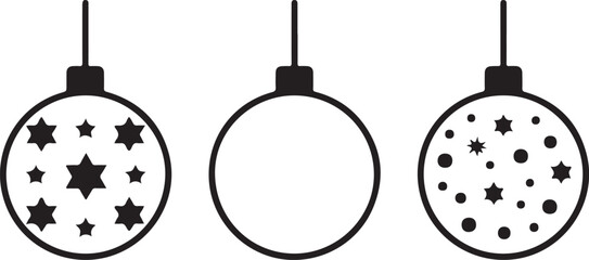 Christmas balls icon set silhouette vector illustration