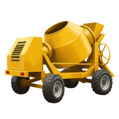 Yellow Cement Mixer on Wheels