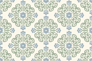 Ethnic abstract ikat fabric artwork with seamless patterns, combining tribal, indigenous and Mexican embroidery with Aztec geometric motifs. Ideal for rugs, wallpapers, throws, fabrics and clothing.