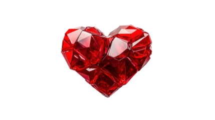 Red Crystal Heart on Transparent Background