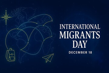 International migrants day december 18th with constellation and stars