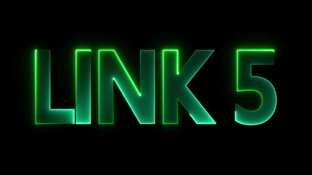 neon link 5 text animation. LINK 5 Glitch Neon Glow Motion Graphic. vibrant electric glow LINK 5 text intro