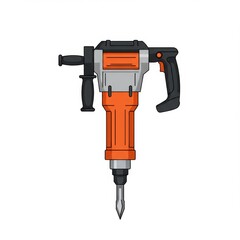 Orange and Grey Jackhammer on White Background