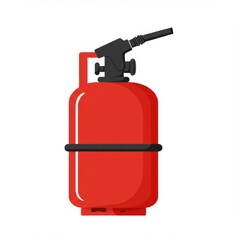 Red Propane Gas Cylinder with Nozzle on White Background
