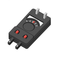 Isometric Illustration of a Black Analog Electrical Meter