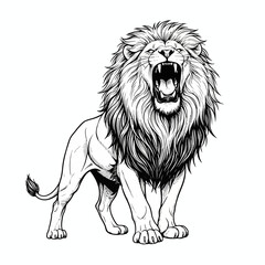 Obraz premium Roaring Lion Vector Illustration