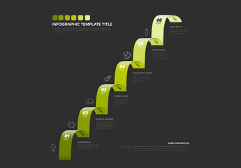 Staircase Infographic Template with 6 Steps for Business and Education