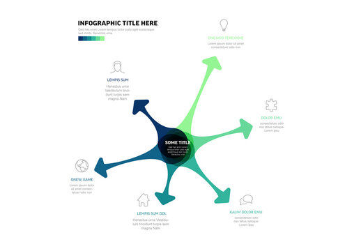 Modern Circular Infographic with Six Arrow Points and Icons