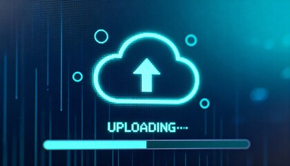 Hand Holding Glowing Cloud Computing Interface with Digital Network Icons, Data Storage and Technology Concept