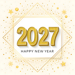 2027 New Year Festive Gold Glitter Sparkle on transparent background