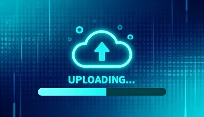 Hand Holding Glowing Cloud Computing Interface with Digital Network Icons, Data Storage and Technology Concept