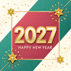 Festive 2027 New Year Greeting Card on transparent background