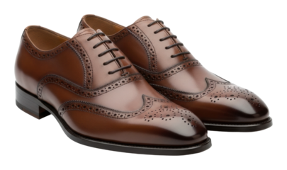 Elegant brown dress shoes online shop product modern style isolated on transparent background