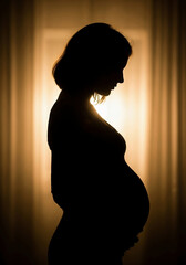 Pregnant woman in silhouette