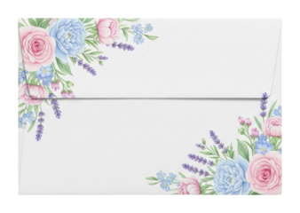 Floral patterned envelope design digital bright aesthetic isolated on transparent background