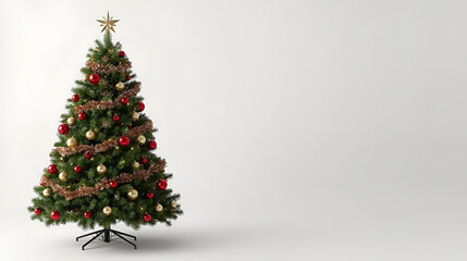 Ultra-Realistic Festive Christmas Tree on White Background