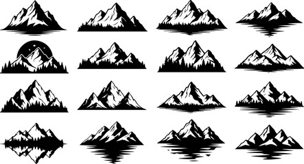 Fototapeta premium Mountain Silhouette Bundle | Wilderness Landscape SVG Pack