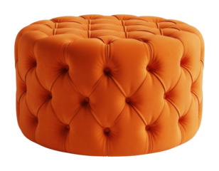 Elegant orange ottoman living room furniture modern design top view isolated on transparent background
