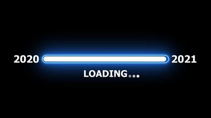 New year 2021 loading bar animation Year changing from 2020 to 2021.Loading bar from 2020 to 2021 new year transfer animation.Advance happy new year.