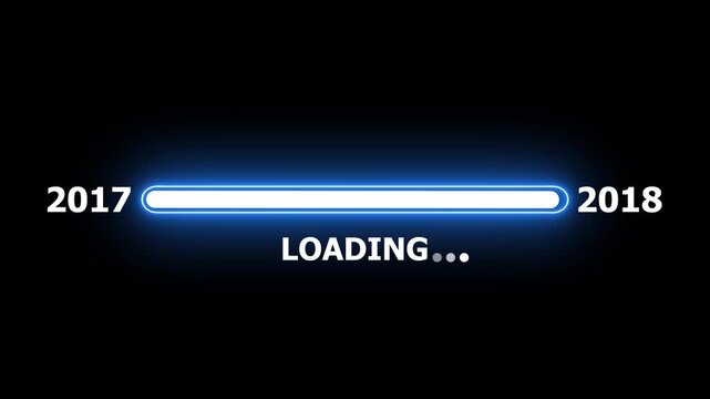 New year 2018 loading bar animation Year changing from 2017 to 2018.Loading bar from 2017 to 2018 new year transfer animation.Advance happy new year.