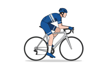 Naklejka premium Cyclist in blue uniform riding a bicycle