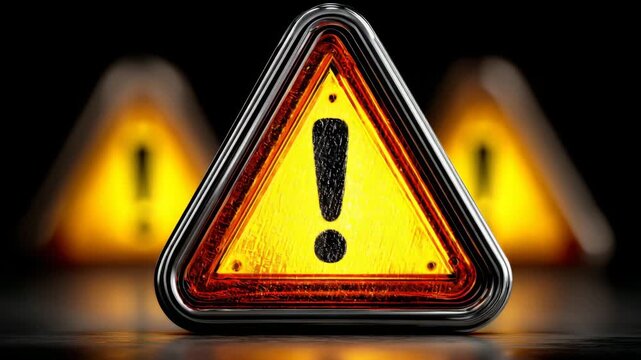 Warning sign in bright colors with a focus on caution, highlighting attention to important safety messages for drivers