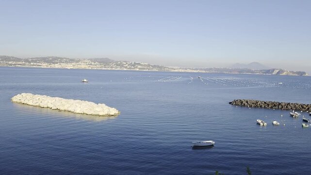 The sandy beach of Bacoli, a small town in the province of Naples Italy.
