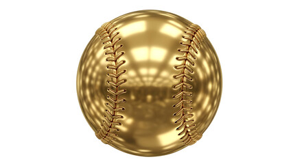 A gleaming polished golden baseball with intricate stitching isolated on a transparent background representing achievement and victory in sports isolated on transparent background