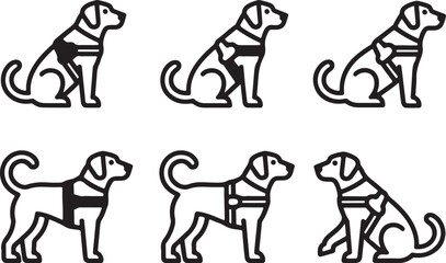 Fototapeta premium Guide and Assistance Dog Line Art Set, Simple and Modern Line Art Set