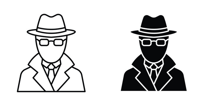 Spy icon. Line with editable stroke and flat for Web