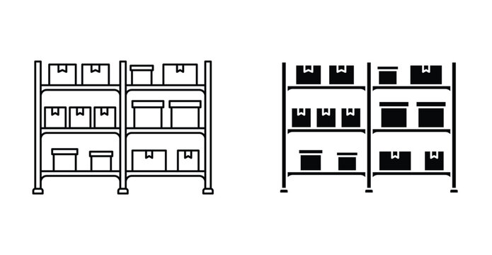 Storage rack icon. Line with editable stroke and flat for Web