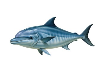 Obraz premium Illustration of a blue dolphin swimming isolated on white background